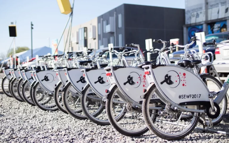 A row of ebikes at the Social Enterprise World Forum 2017