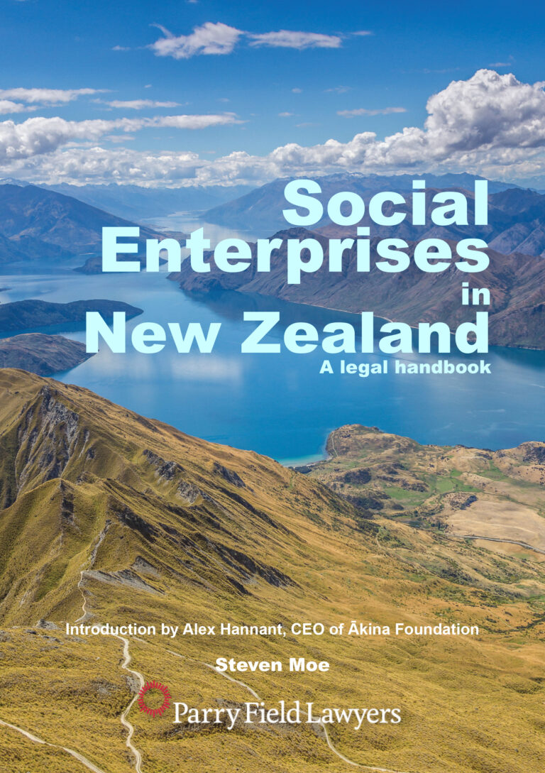 Book cover for Social Enterprises in New Zealand: A Legal Handbook, by Steven Moe