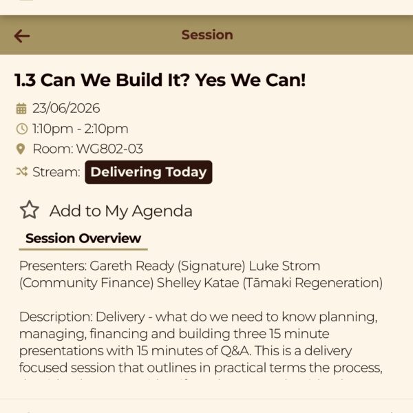 Community Housing Panel Discussion “Can we build it?  Yes we can!” with Shelley Katae, Luke Strom and Gareth Ready