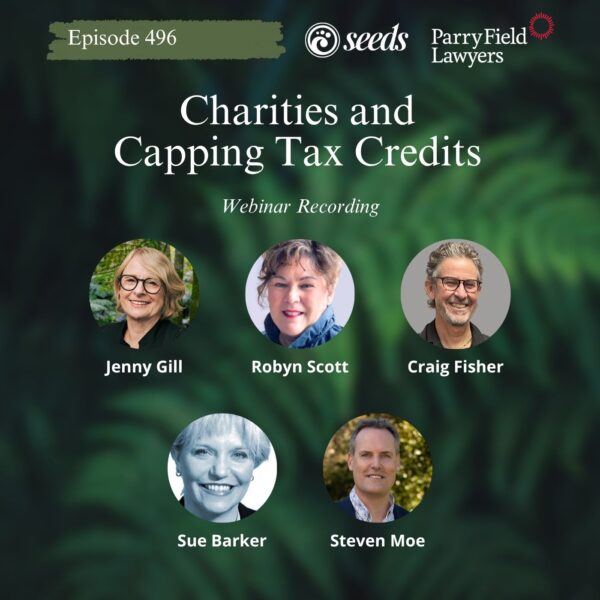 Panel discussing changes for Charities on Donation Tax Credits with Jenny Gill, Robyn Scott, Sue Barker, Craig Fisher and Steven Moe
